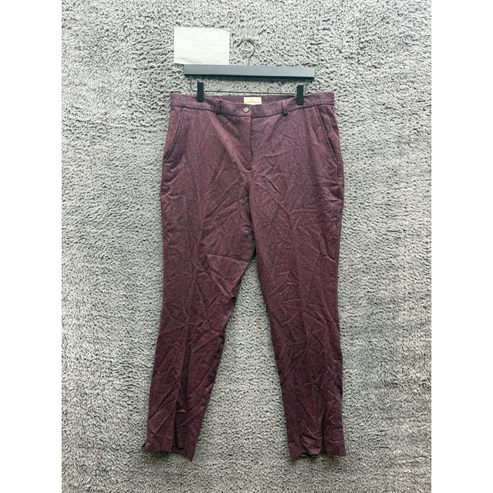 NWOT House of Bruar Merino Wool Tweed Dress Pants Trousers Burgundy Size 16